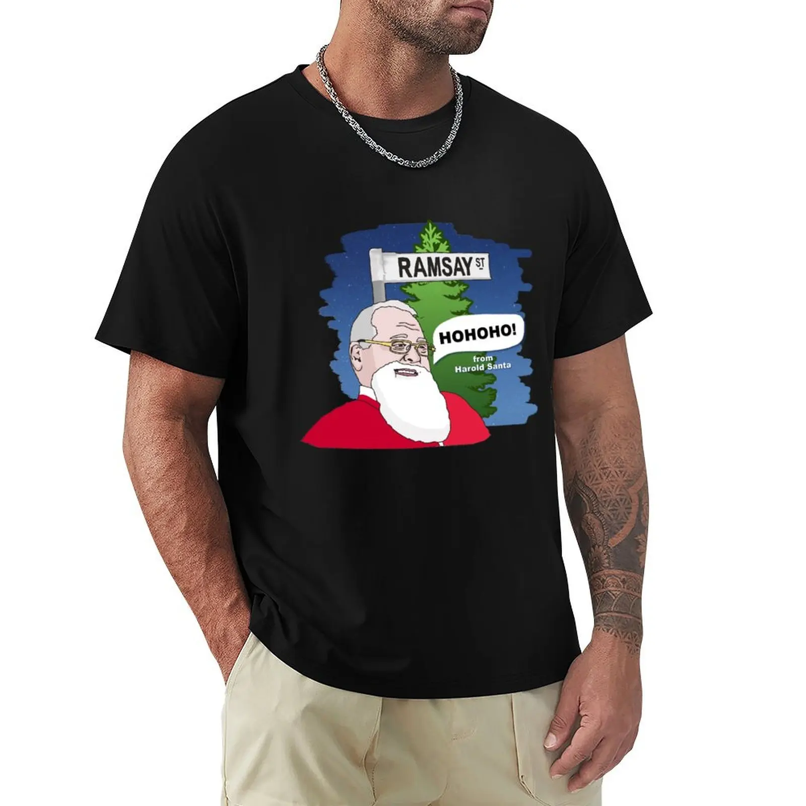 Ramsay St Xmas - Harold Santa T-Shirt t shirt custom print T-Shirt