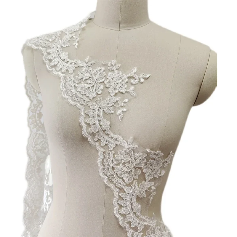 3 ياردة/مجموعة عالية الجودة الأبيض رايون زهرة الحدود الدانتيل تقليم الحجاب الزفاف الستار الملابس الدانتيل مفرش المائدة DIY بها بنفسك اكسسوارات