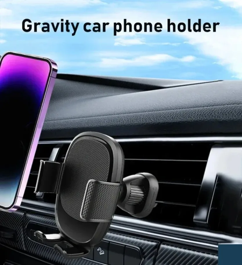 Air Vent Gravity Car Phone Holder Auto‑lock One‑hand Operation 360° Rotation Mount for iPhone Samsung Android Car Interior