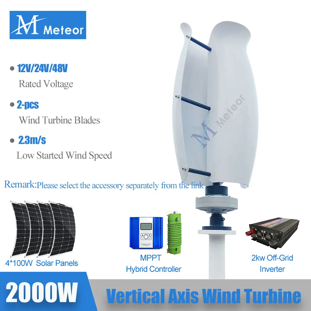 CE Roof Mount Residential 2000W 5000W 12V 24V 48V Vertical Axis Efficient Wind Turbine Generator For Home Use High Efficiency