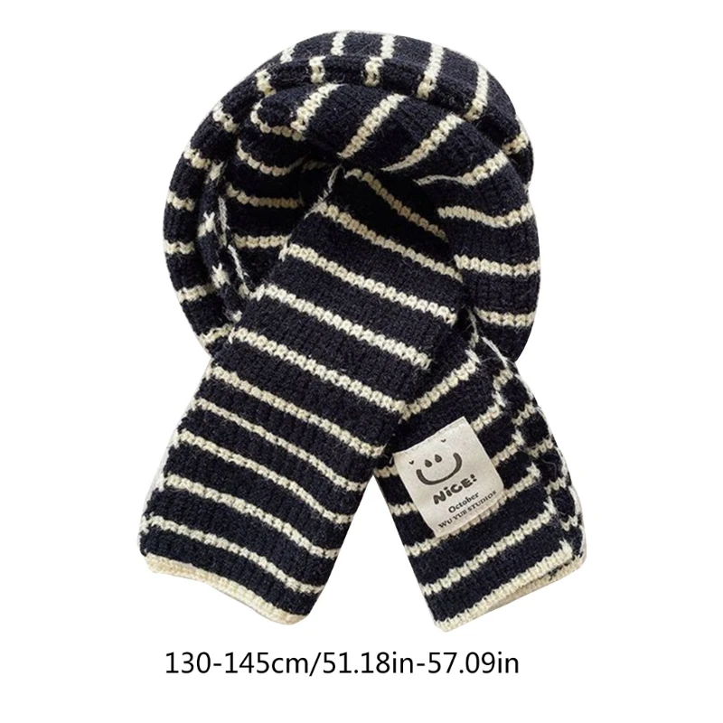 Multi functional Kids Scarf Children Neck Scarves Stylish Soft Neckwear with Stripe Pattern for Winter Outdoor Activity P31B