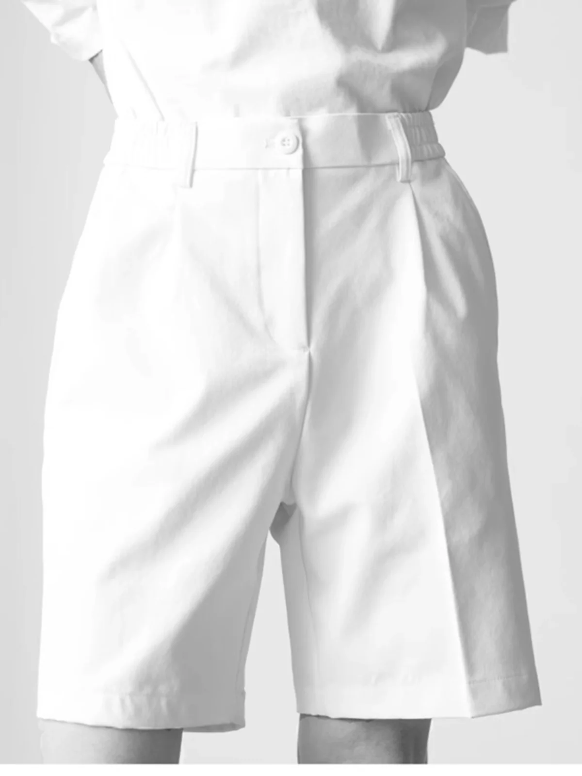 

Casual White Men's ort Pants Summer Thin Straight Leg Slimming 5-Point Small Western Pants Mid-Length Faionable Urban Bas...