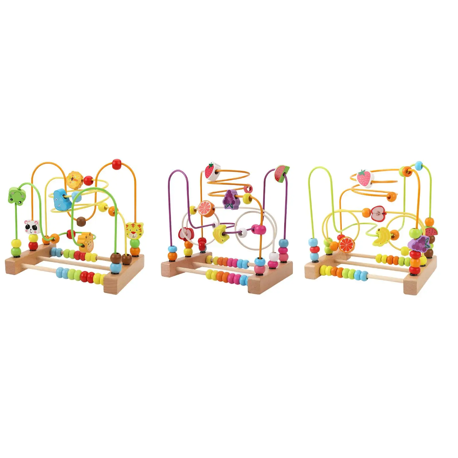 Labirinto di perline di legno Giocattolo per lo sviluppo ragionamento spaziale Forme di frutta Capacità di presa Perline Giocattolo a rulli Montagne russe colorate