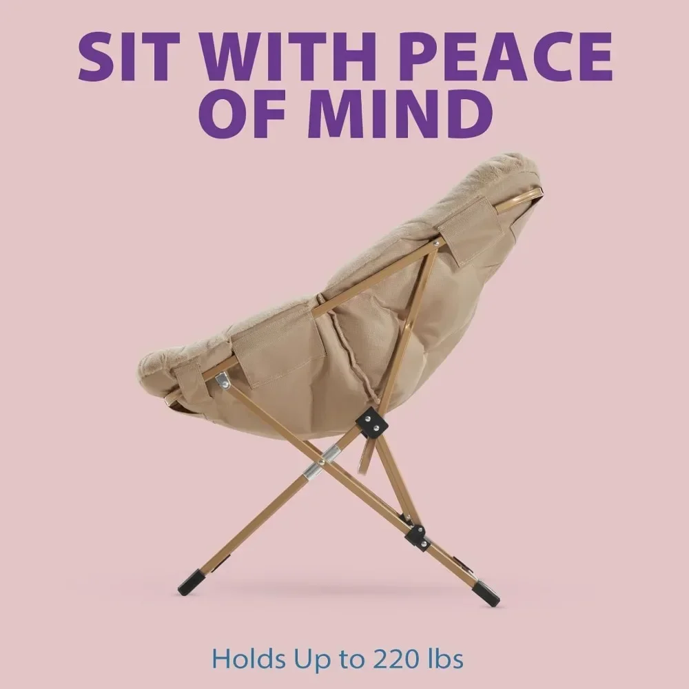 Comfy Saucer Chair for Adults,Soft Faux Fur Folding Lounge Chair Dorm Rooms Flexible Reading Chairs ,Foldable Chairs image 5