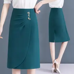 Office Lady eleganti gonne sottili irregolari moda coreana estate donna Streetwear Solid vita alta Split Midi Wrap Hip gonna 2023