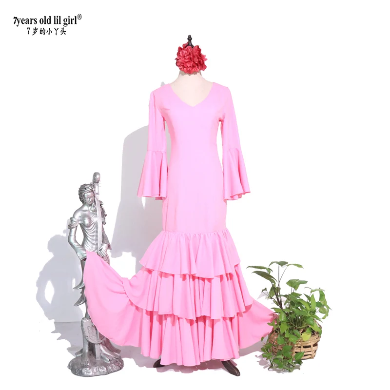 Abito da ballo Flamenco spagnolo Danza moderna Gonna altalena in chiffon addensato italiano multistrato ENE21