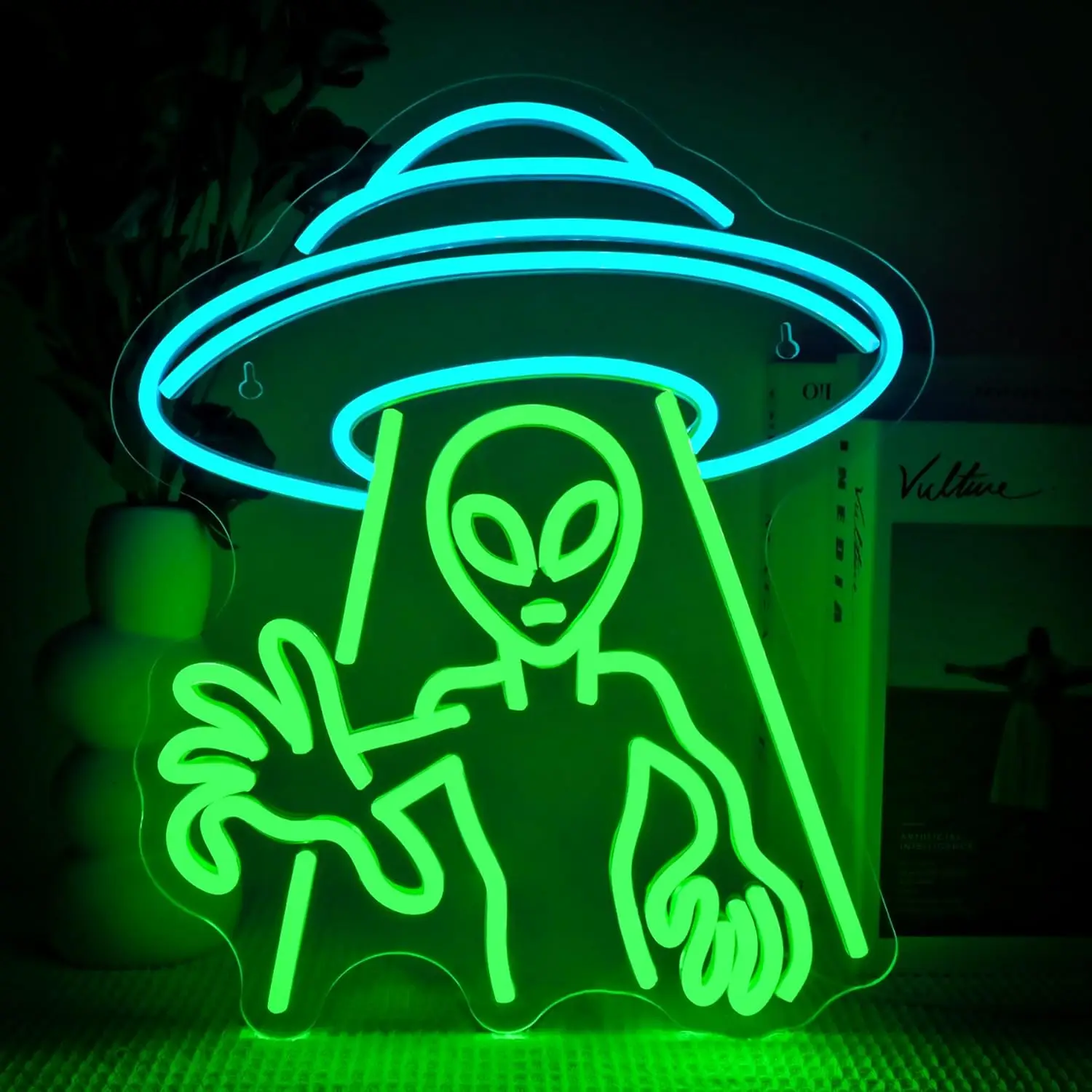 

Spaceship Extraterrestrial Neon Sign LED Alien Neon Light Dimmable USB Lamp for Playroom Kids Room Party Bar Club Decor Gifts