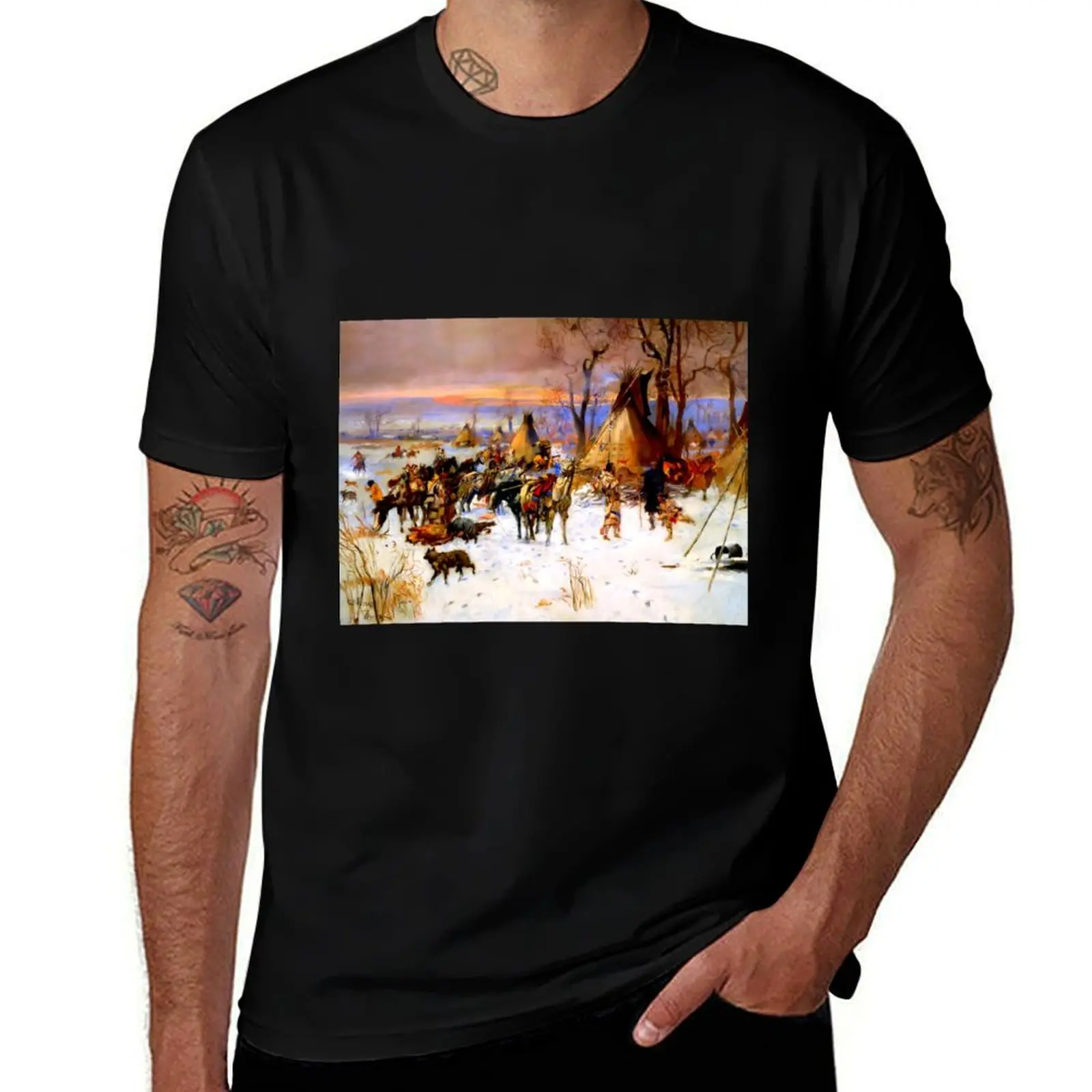 

“Indian Hunters Return” by Charles M Russell T-Shirt custom t-shirts fashion shirts boys whites oversized t shirts for men