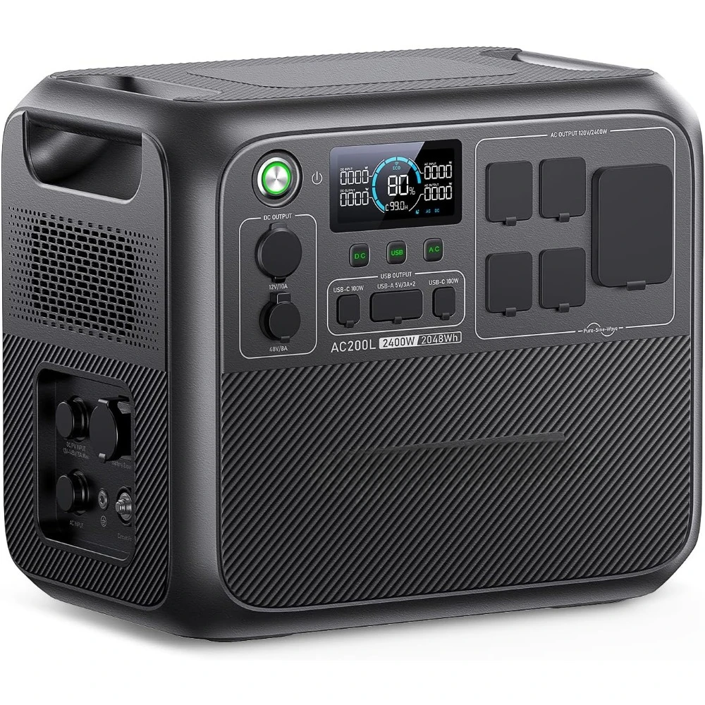 

AC200L Portable Power Station, 2048Wh LiFePO4 Battery Backup, Expandable to 8192Wh w/ 4 2400W AC Outlets (3600W Power Lifting)