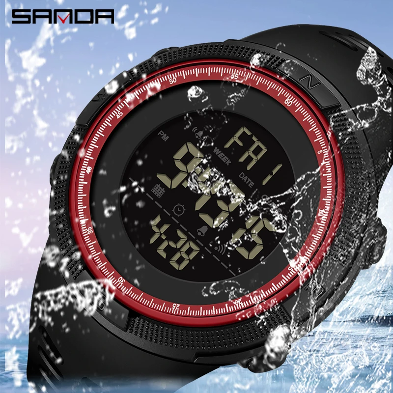 SANDA 2003 موضة الساعات العسكرية 50 متر مقاوم للماء ساعة رياضية للذكور LED الإلكترونية الرقمية ساعات المعصم Relogio Masculino