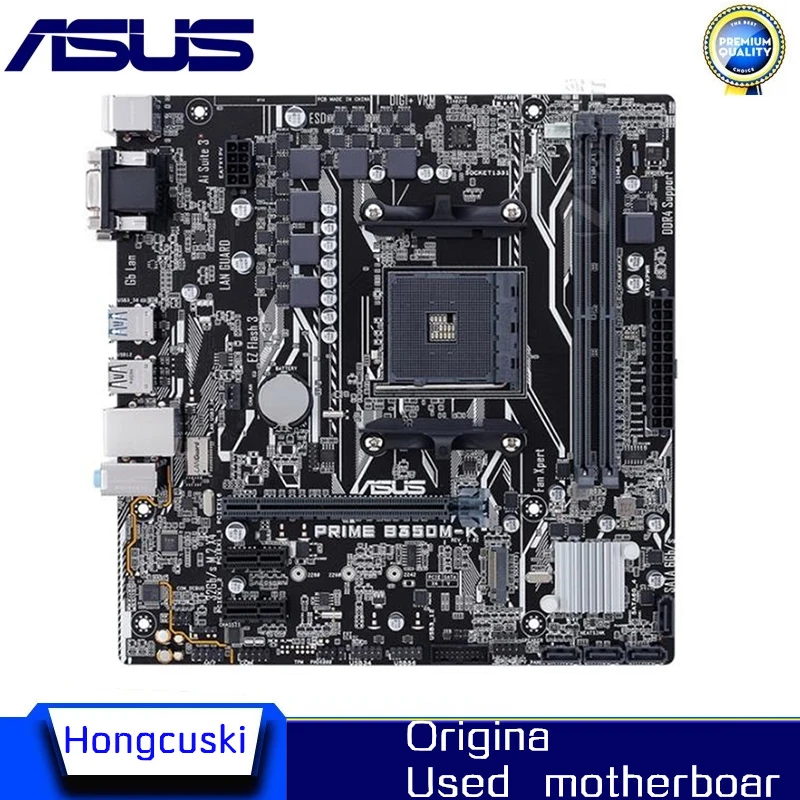 Used B350M For ASUS PRIME B350M-K original motherboard Socket AM4  DDR4 B350 64G SATA3 M.2 NVME PCI-E3.0 Desktop Motherboard