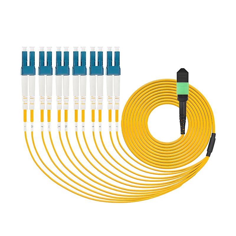 

12-ядерный MPO/APC Female-LC UPC Type B Полярный оптоволоконный патч-корд SM, одномодовый для QSFP + багажник приемопередатчика