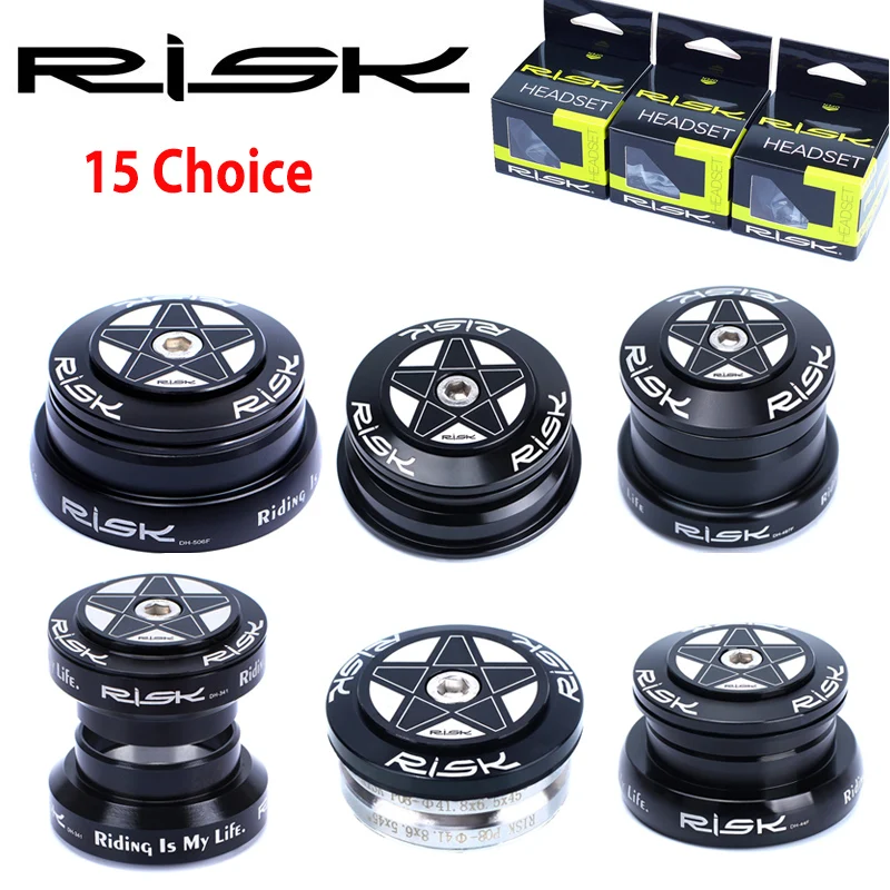 Risk Mtb Bike Headset for 34/41/41.8/44/49.7/50.6/55/56mm Head tube 1 1/8 Headset Built Aluminum Bicycle Headset Peilin Bearing