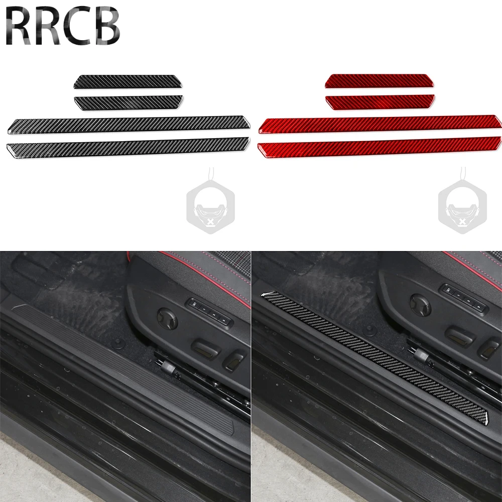 

For Volkswagen Golf 8 GTI Mk8 2021 2022 2023 Threshold Sill Trim Strip Real Carbon Fiber Sticker Car Tuning Accessories Interior