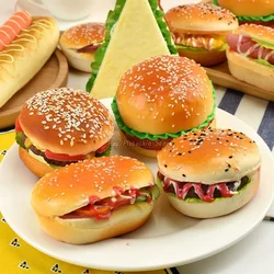 Kids Simulation Food Kitchen Toy Pretend Play Cooking Fake Bread Hamburger Hot Dog Model Soft Burgers Bakery Toys for Girls Gift