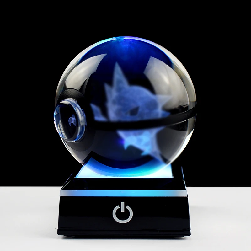 

8cm Crystal Ball 3D Laser Engraving Crystal Glass Ball with LED Lamp Base Home Decor Birthday Gifts