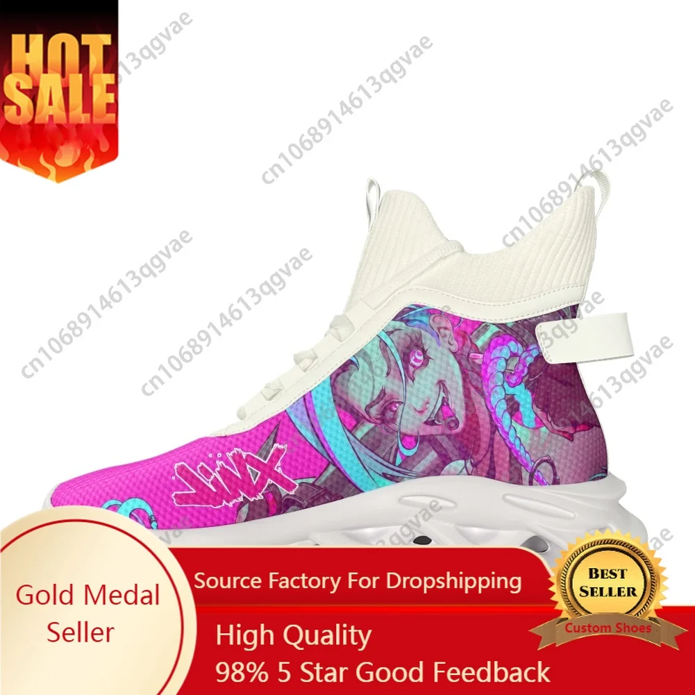 

Anime Game Characters Arcane-Jinx High Top Flats Sneakers Mens Womens Sports Running Shoes Lace Up Mesh Footwear Custom Shoe