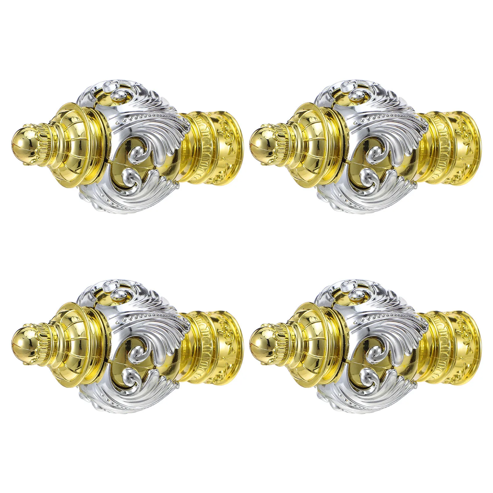 

4Pcs Roman Rod Decorative Ends - Vintage Plastic Curtain Finials for 28Mm Pole - Ornate End Caps for Living Room Bedroom Office