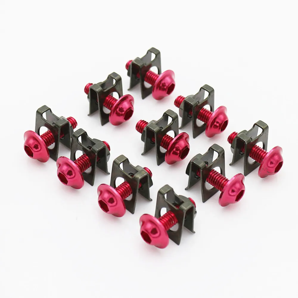 10PCS Universal Motorcycle M6 6mm Fairing Bolts Kit Fastener Clip Screw Nut For Honda Yamaha Kawasaki Suzuki