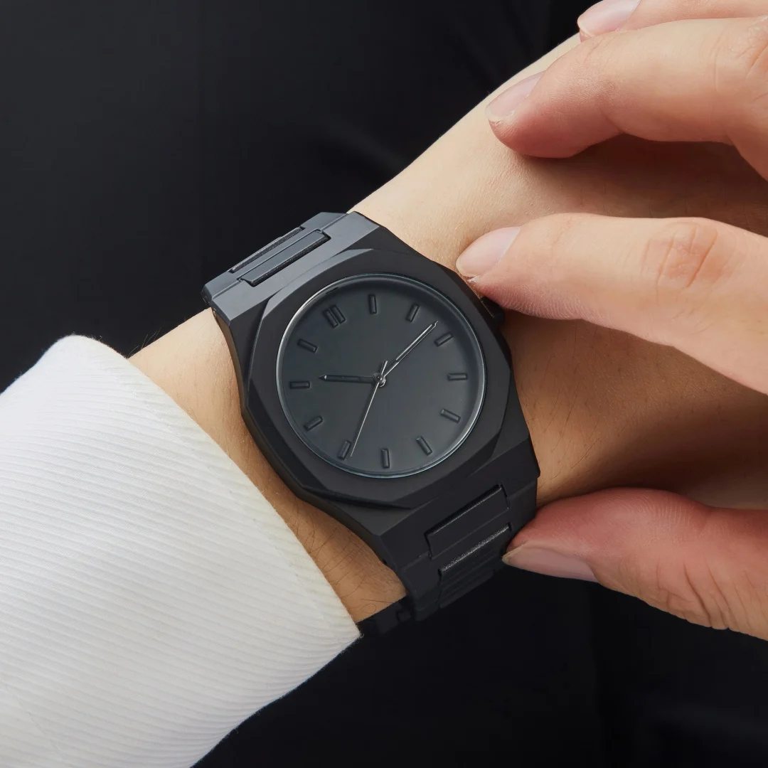 블랙 간단한 크리 에이 티브 스포츠 시계 플라스틱 스트랩 쿼츠 남자 아날로그 시계 남자를위한 선물 시계 Reloj Hombre 손목 시계