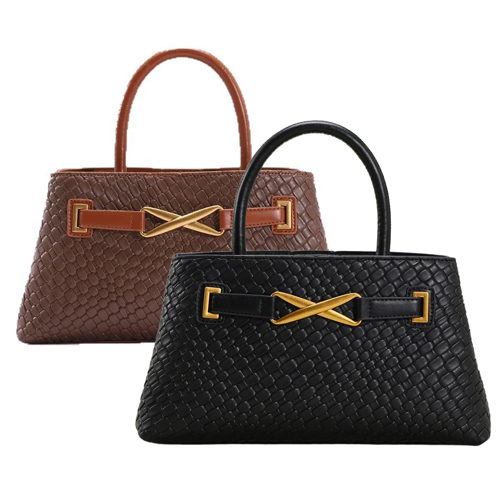 

Fashion Crossbody Handbag for Women Large Capacity Embossed Woven Shoulder Bag Commuting Purse