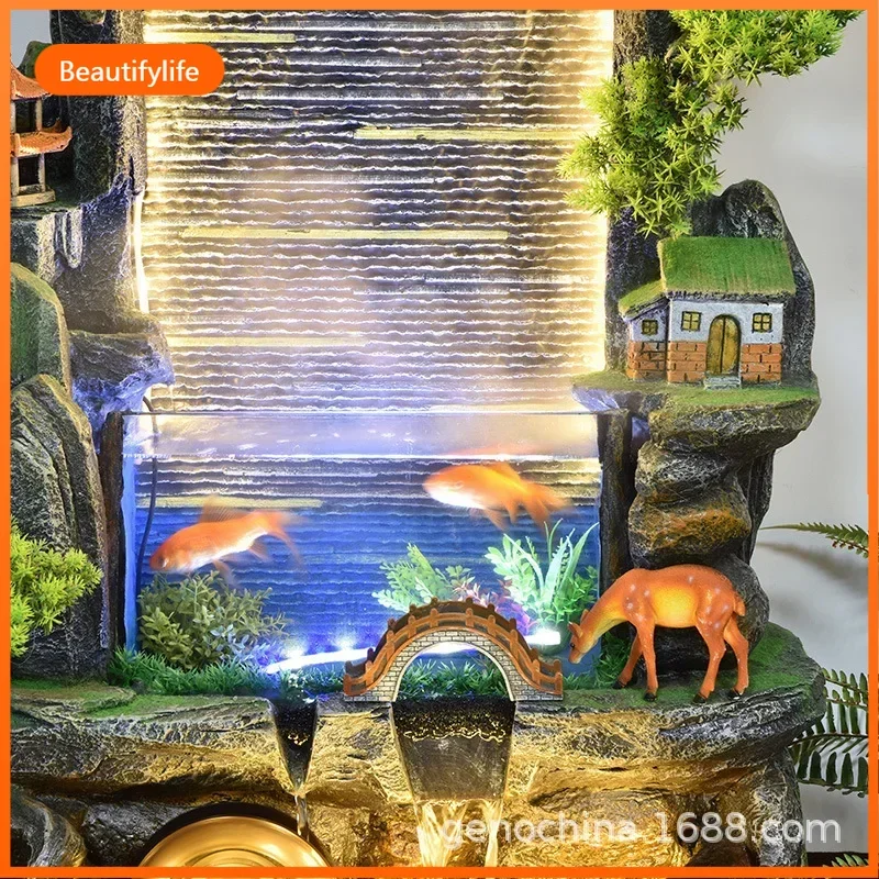 Rockery flowing  ornament  curtain wall circulating  opening screen floor fish tank fountain  feature -5