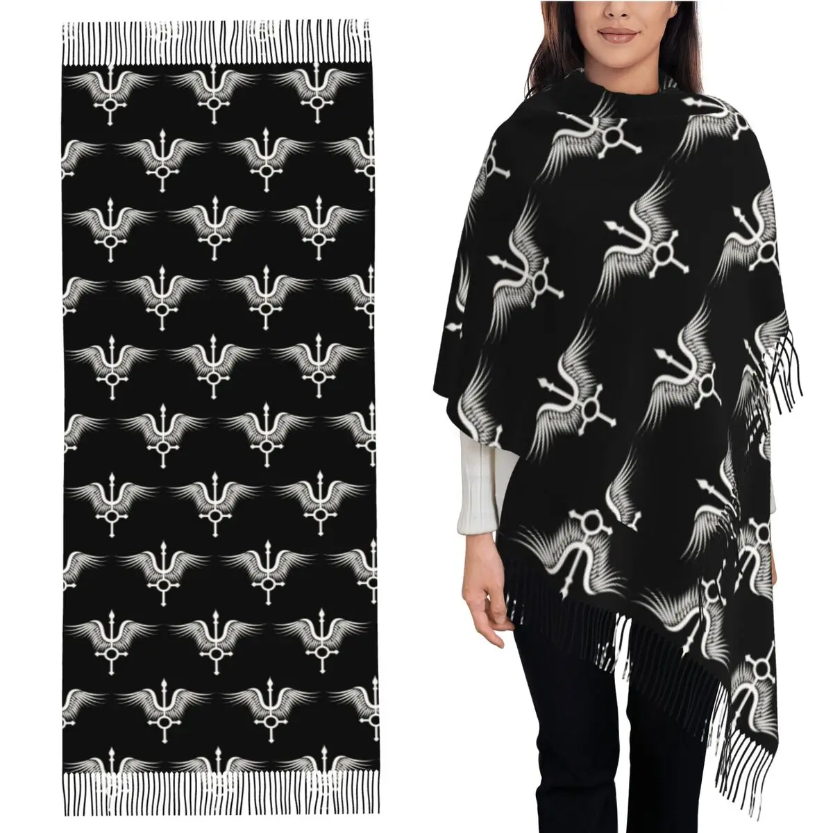 

Feather Cross (in White) Scarf Tassel Scarves Women Soft Warm Shawls and Wraps Large Fall Winter Shawl Wrap