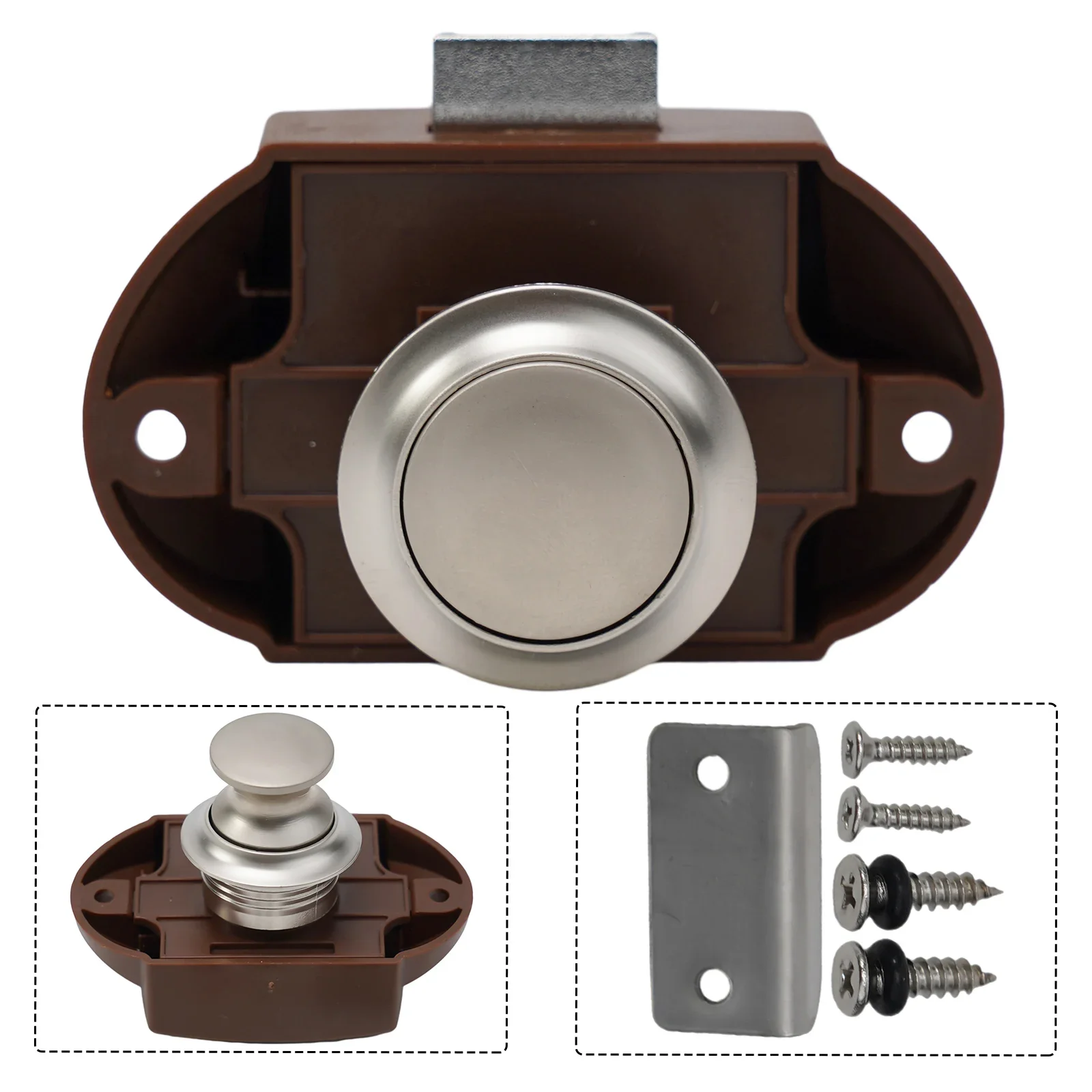 Push Button Catch Lock for Drawers and Cabinets Prevents Unwanted Openings Suitable for Boats RVs and Land Furniture