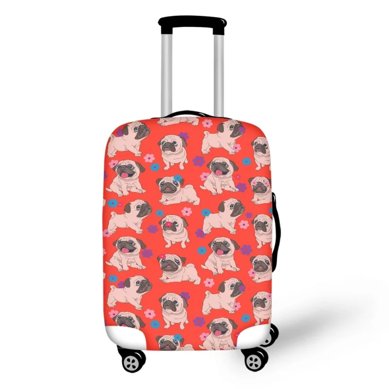 Desenhos animados Pug Padrão Bagagem Capa, Protetora Anti-Scratch Suitcase Covers, Zipper Trolly Case, Acessório de Viagem, bonito, 18-32"