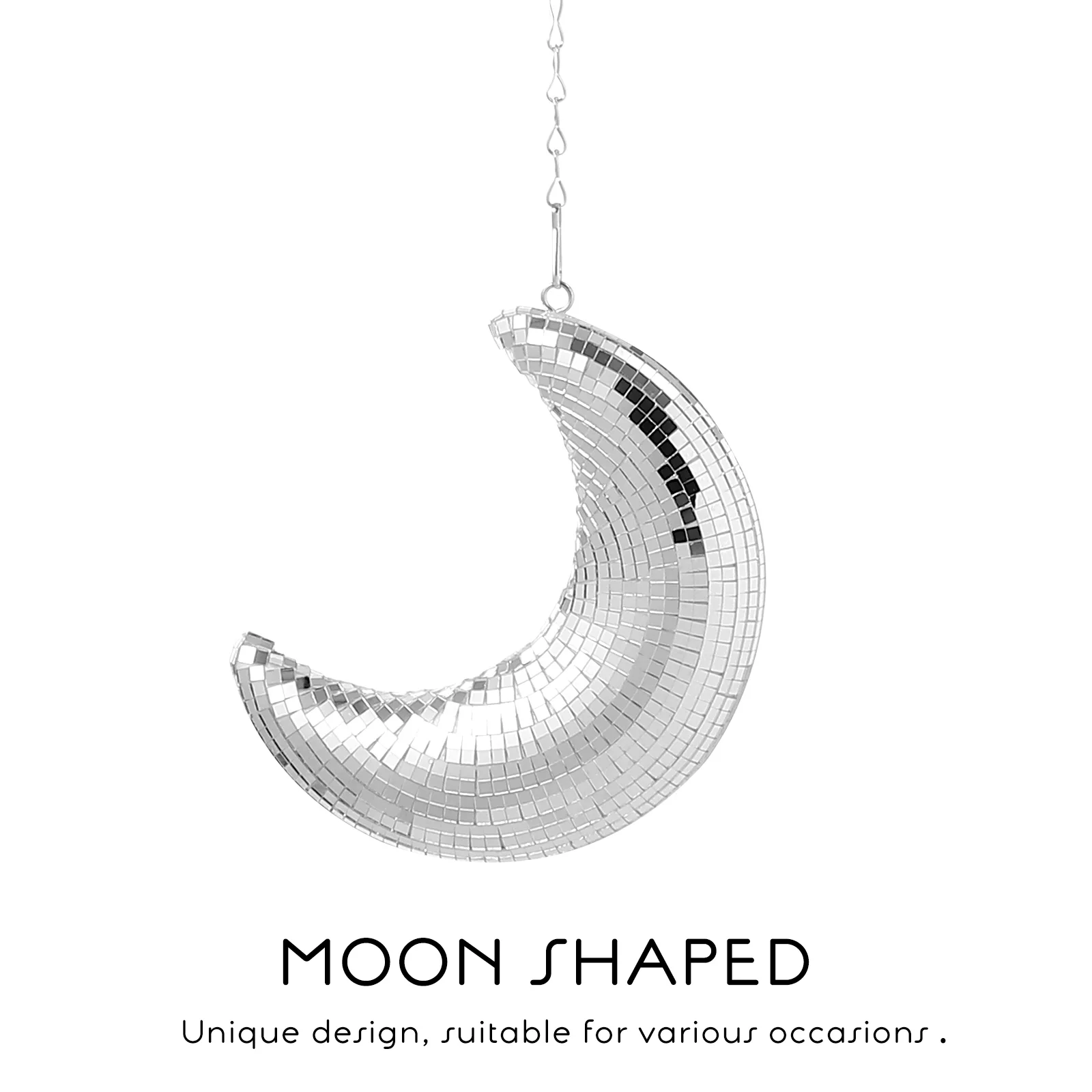 Moon Pendant Silver Hanging Disco Ball Decorations Retro Prom Home Ordinary Glass