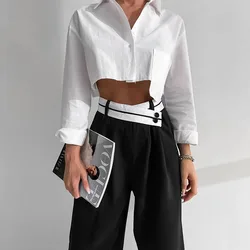 Women Pants Casual Wide Leg Pants for Women Black Suit Pants Office Lady Straight Pants High Waist Trousers Women Clothes Outfit