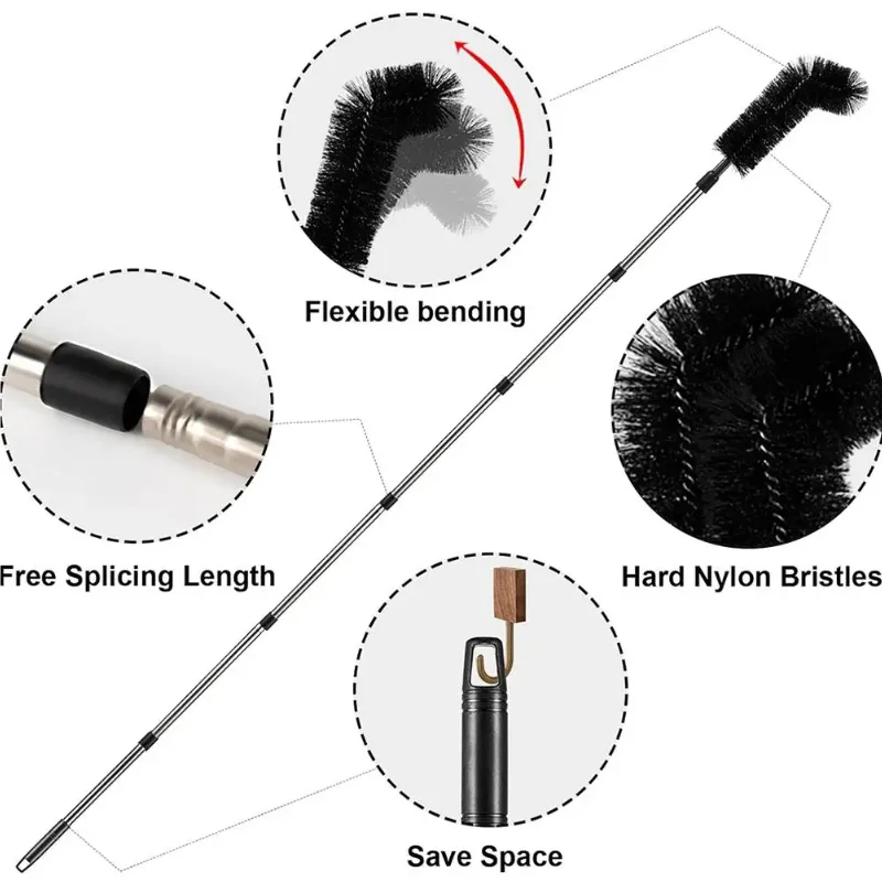 Extendable Telescopic Gutter Cleaning Brush Roofing Tool - Easy Remove Sink Filter Sewer Brush for Roof Drainage