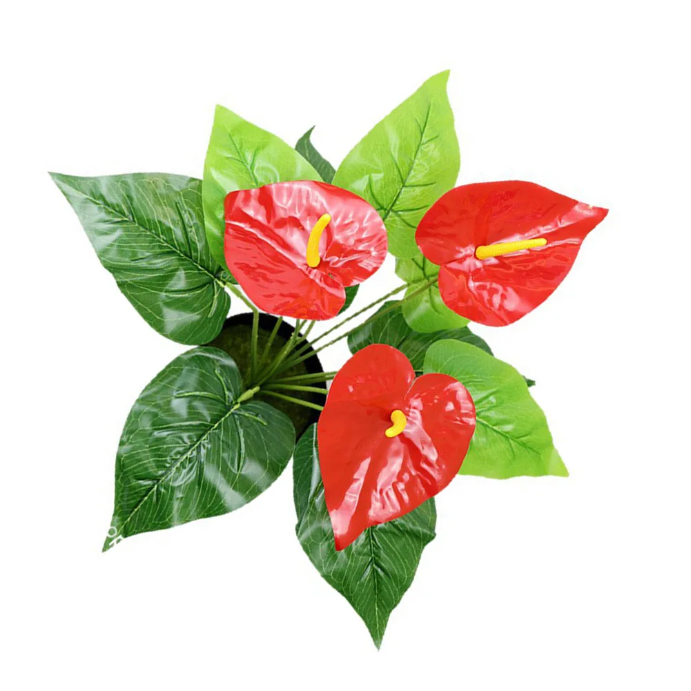 For Home Decoration Artificial Anthurium Tropical Home Decor Table Centerpiece Silk And Plastic Materials Lifelike Texture