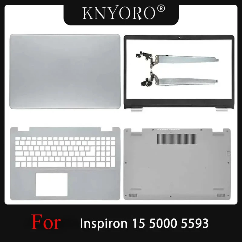 

Новинка для ноутбука Inspiron 5593, задняя крышка ЖК-дисплея, передняя рамка, рамка, петли, упор для рук, верхняя крышка, нижняя нижняя часть корпуса, серебристый 032TJM 0V5JHC