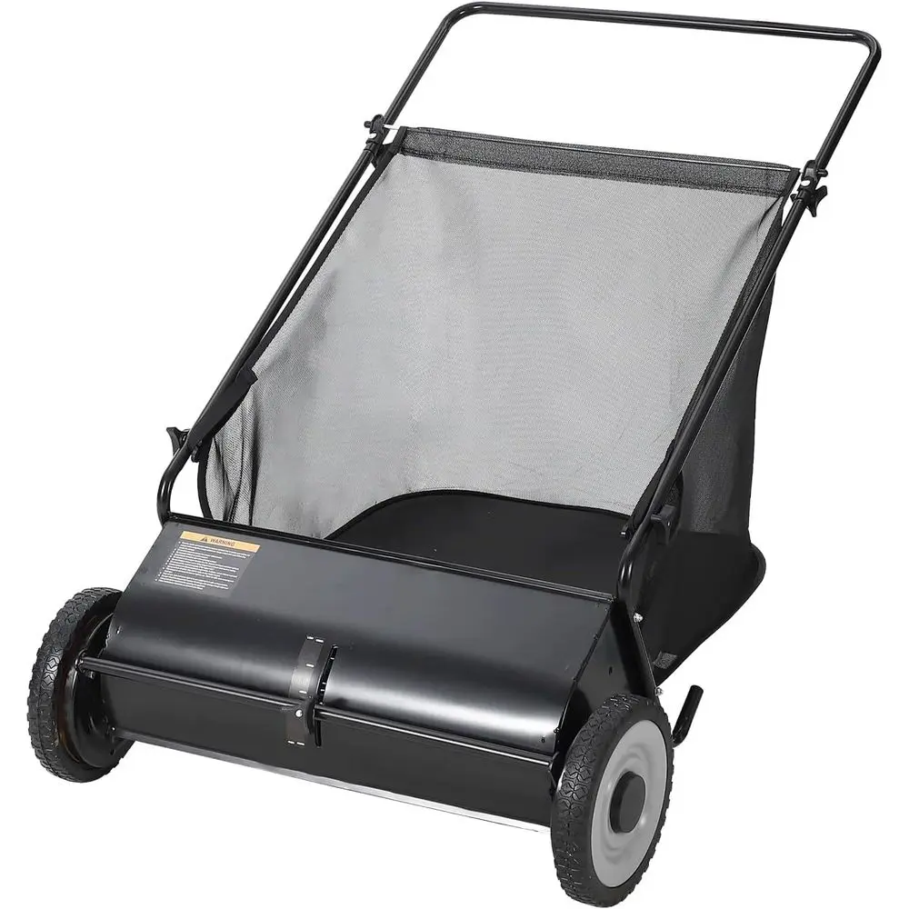 

Heavy-Duty 26-Inch Hand-Push Lawn Sweeper with 7 Cu.t. Collection Bag & Adjustable Brush - Ideal or Picking Up Grass, Leaves, an