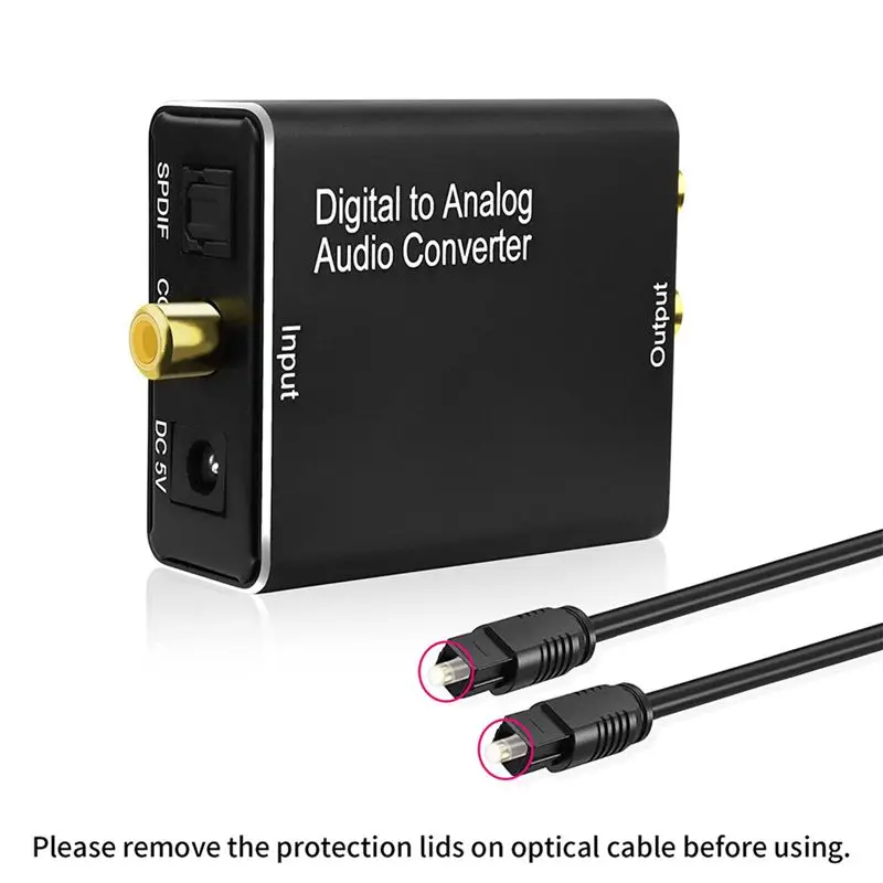 AS95 5X Digital to Analog Audio Converter DAC SPDIF Optical to Analog L/R RCA & 3.5mm AUX Stereo Adapter Aluminum