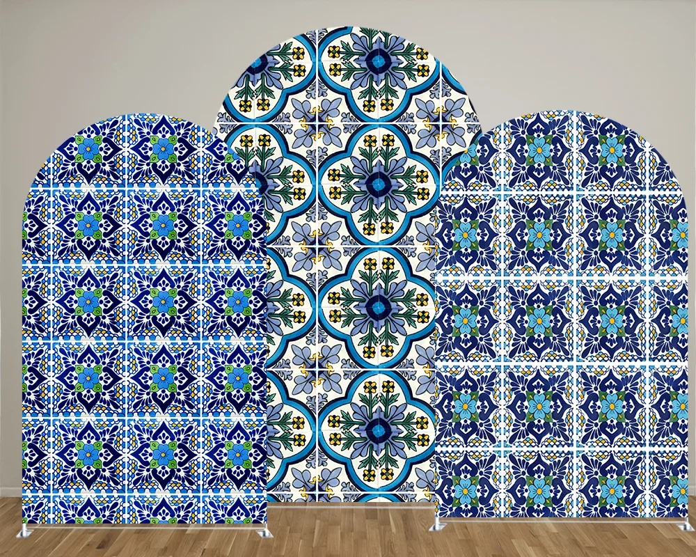 Blaue Mexiko Festivals Thema doppelseitige Bogen Hintergrund Abdeckung für Partys, Neugeborene Foto Dekoration Requisiten