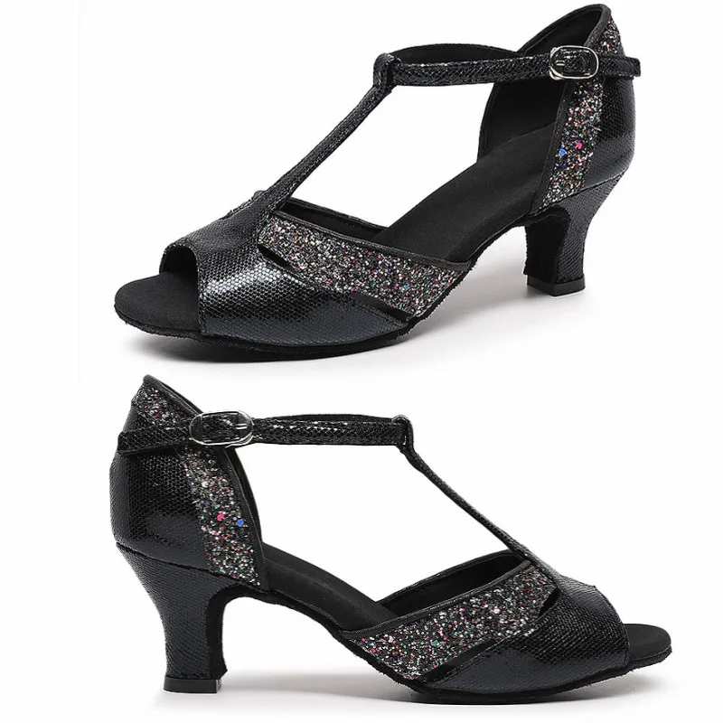Ballroom Latin Dance Shoes For Women/Girls/Ladies Peep Toe Tango&Salsa High Heeled T Strap Indoor Outdoor Dancing Professional