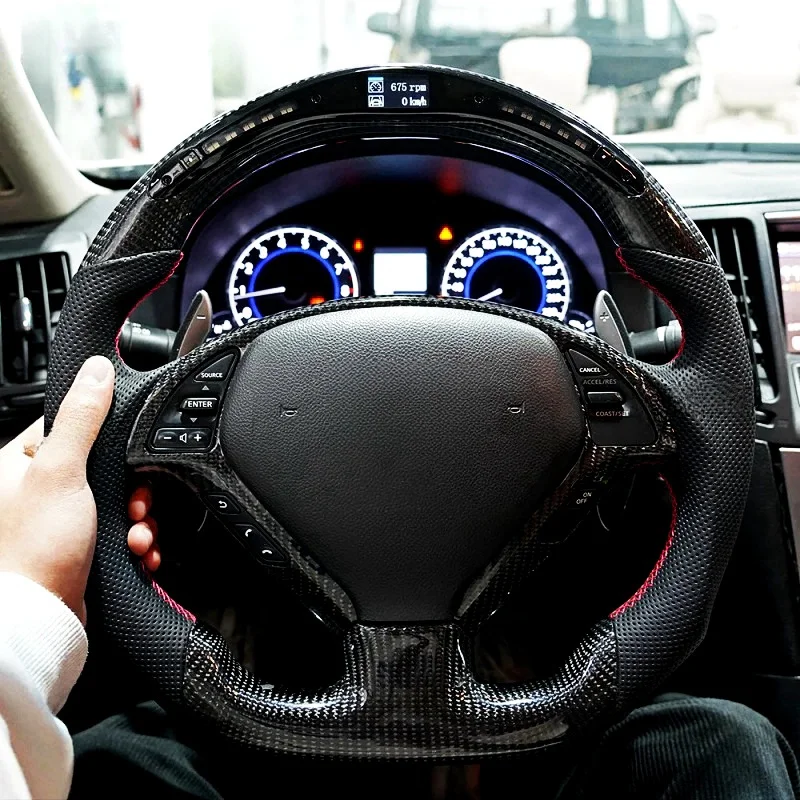 LED Steering Wheel Carbon Fiber Fit For Infiniti G37 G37X 2008 2009 2010 2011 2012 2013 Car Modification Accessories Customized
