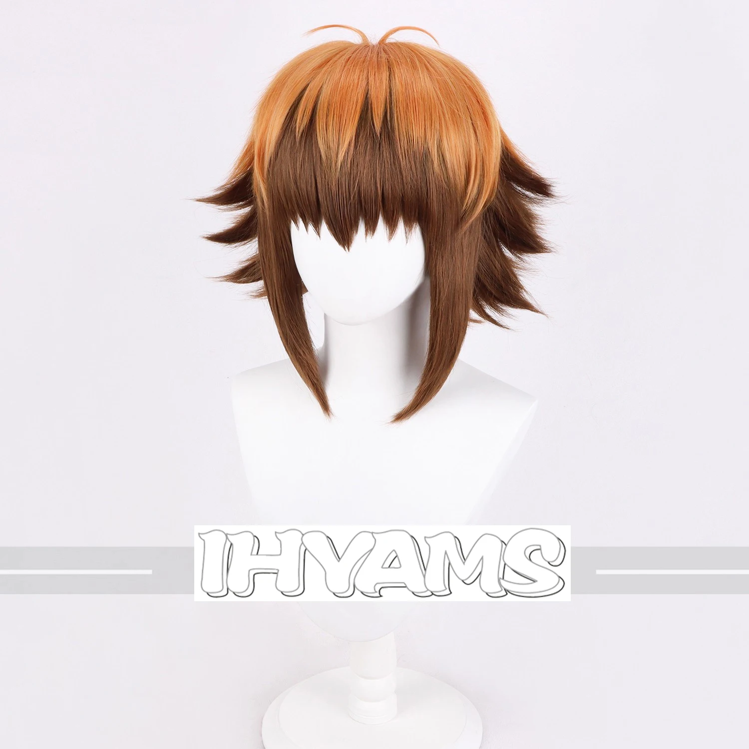 Jaden Yuki شعر مستعار تأثيري برتقالي بني مختلط الباروكات يوكي جوداي أنيمي سمك شعر مستعار مقاومة للحرارة الاصطناعية الشعر + غطاء شعر مستعار