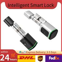 Intelligent Lock Cylinder Keyless Smart Cylinder Lock Electronic Door Lock with Fingerprint Smart Keycards Allen Key Manual Keys
