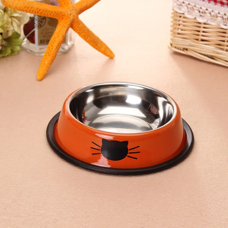 New 1PC Multicolor Stainless Steel Dog Cat Bowl Non-slip Non-fall Eat Drink Pet Food Container Feeder Dish Bowl