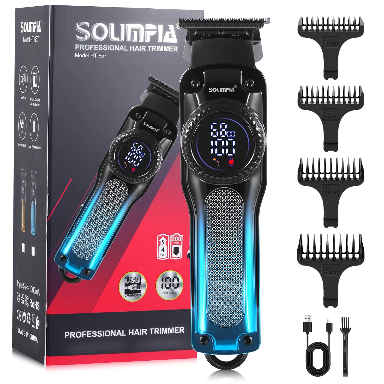 Solimpia Elektrischer Haarschneider, Haarschneidemaschine für Haarschnitte, Friseursalon-Set, Professioneller Trimmer-Rasierer