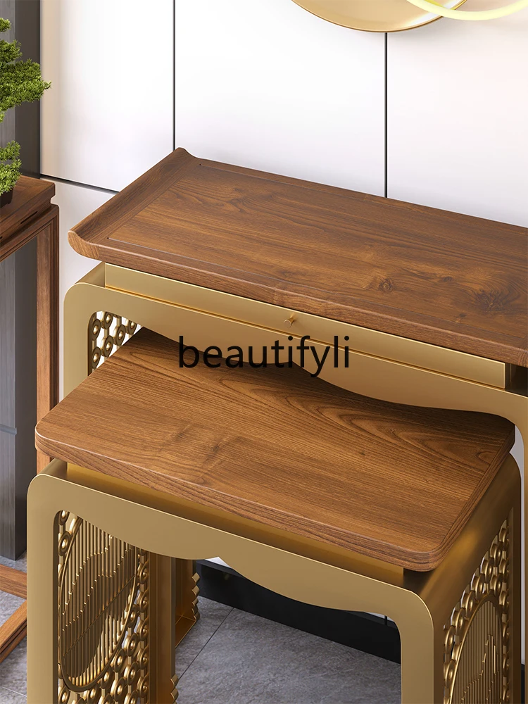 North American black walnut table incense case God of Wealth table offering table household new Chinese light luxury case