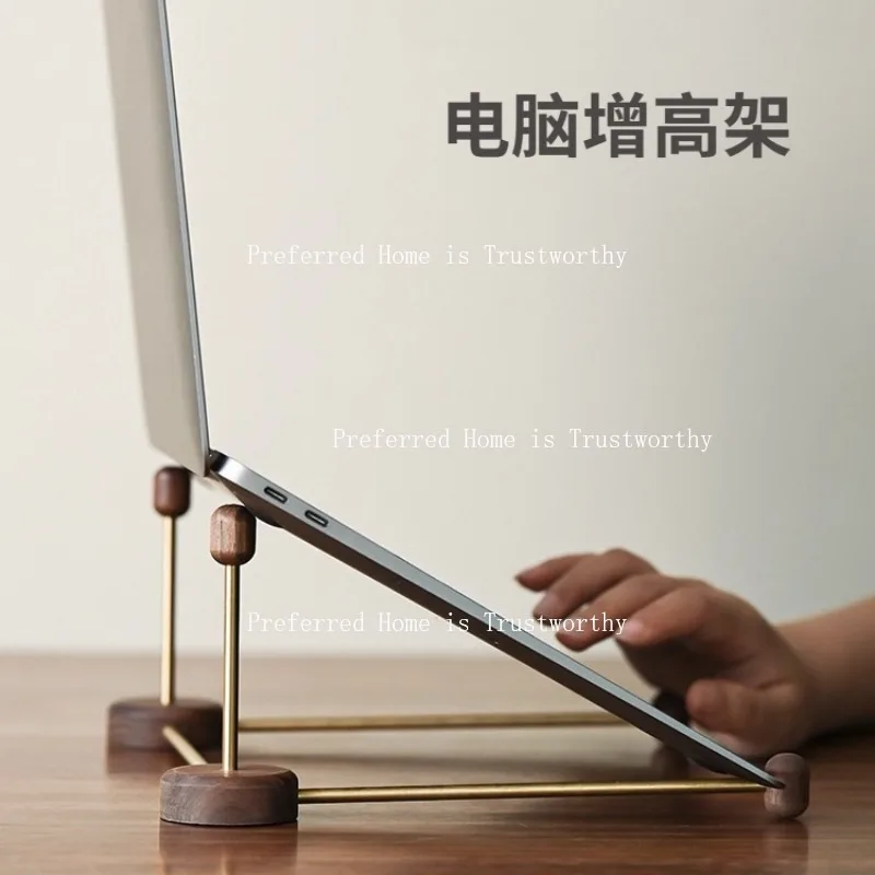 Walnut Notebook Cooling Bracket, Solid Wood Support, Gaming Laptop, Height Increasing Vertical Desk Stand