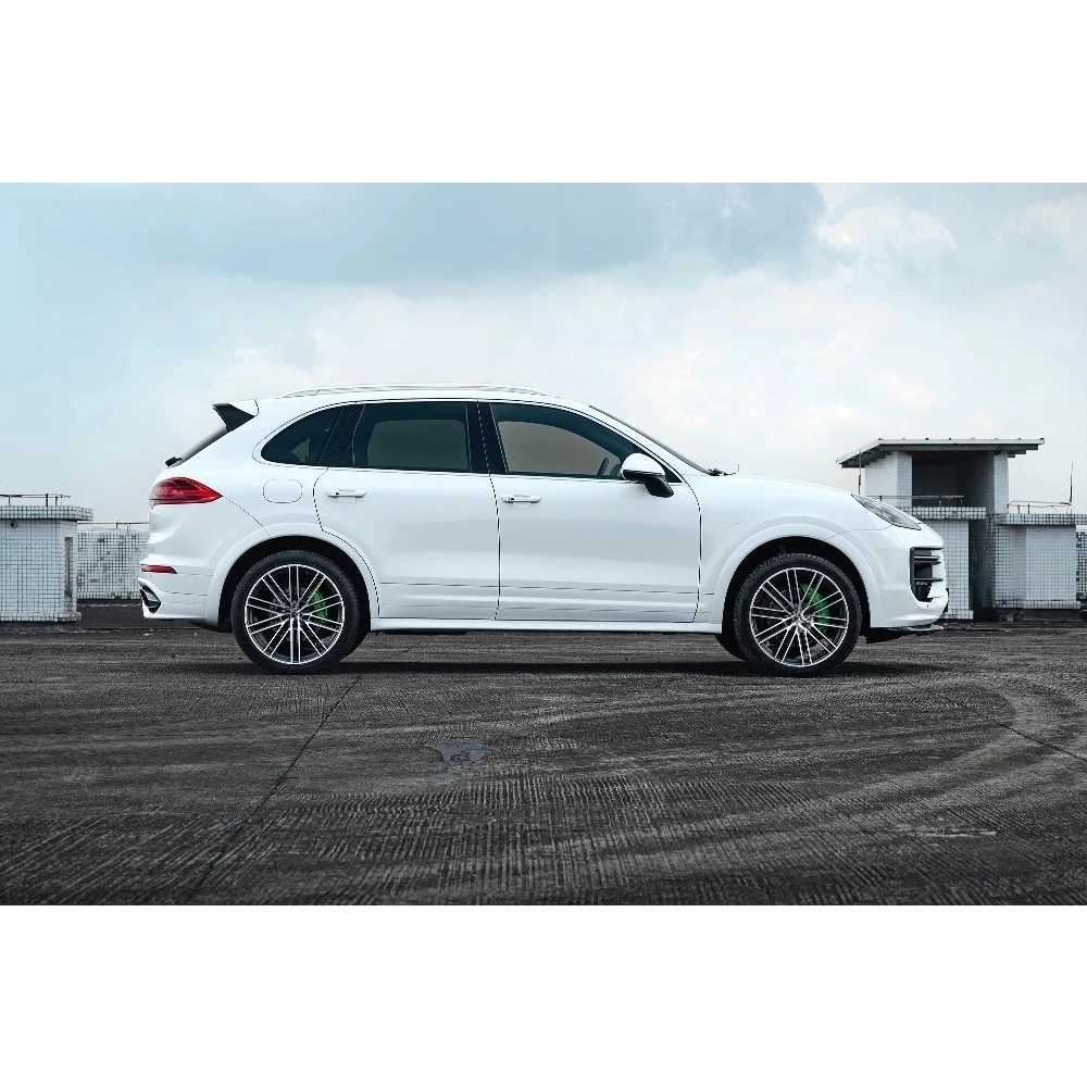 جديد لـ Cayenne Turbo GT المصد الأمامي والتنانير الجانبية GTS لوحات الباب مجموعة ترقية الشفة الخلفية مبطنة غير مطلية باللون الأسود #4
