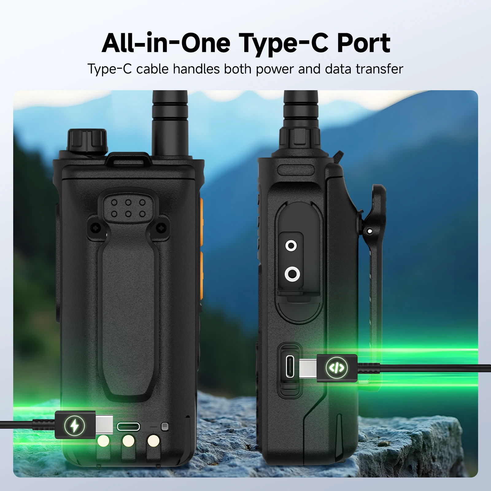 Retevis RA89R/G Walkie-Talkie / Amateurfunkgerät mit Cross-Band-Funktion (U/V-Band), Bluetooth-App-Programmierung, 2800 mAh Akku, großer Funkreichweite – ideal für Camping – Detail 4