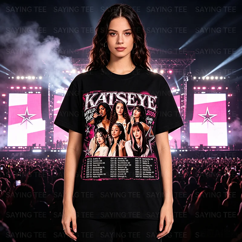 KATSEYE Shirt World Tour 2026 Konzert-Grafik Katseye T-Shirt, Y2k Mode Mädchen Kpop Fan Geschenk Unisex T-Shirt Weiche Baumwolle Streetwear – Detail 4