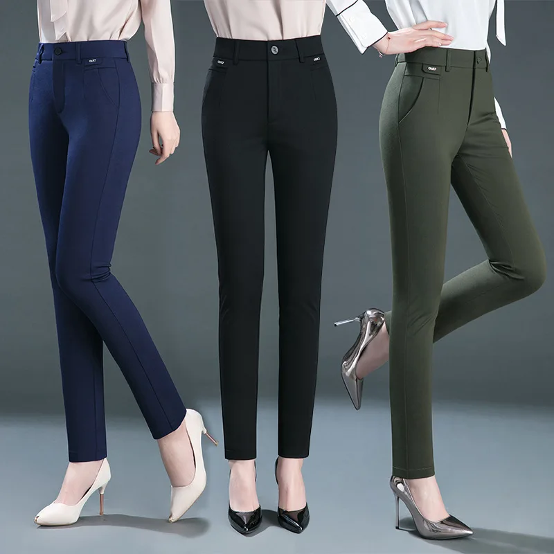 Multiple Pockets Y2k Clothes Straight Leg Pants Elegant Woman Dress Pants Women\'s Stretch Casual Trousers Clothing