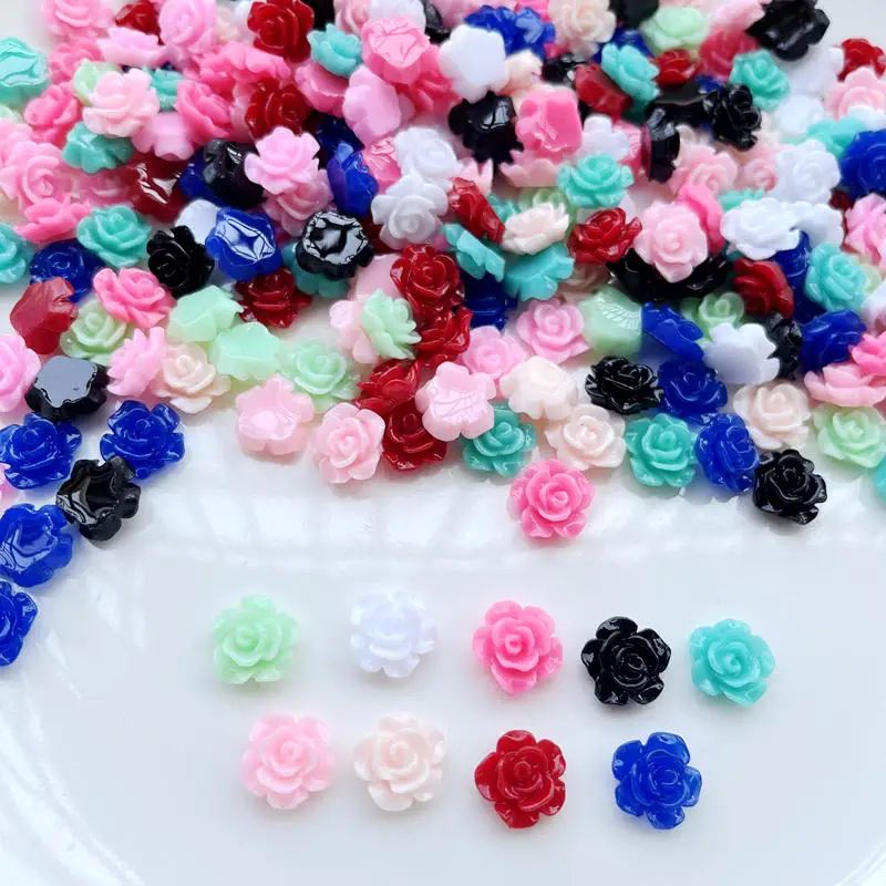 50 pieces of new cute 13mm resin mini flower flat back Cabochon scrapbook Kawaii DIY decorative accessories